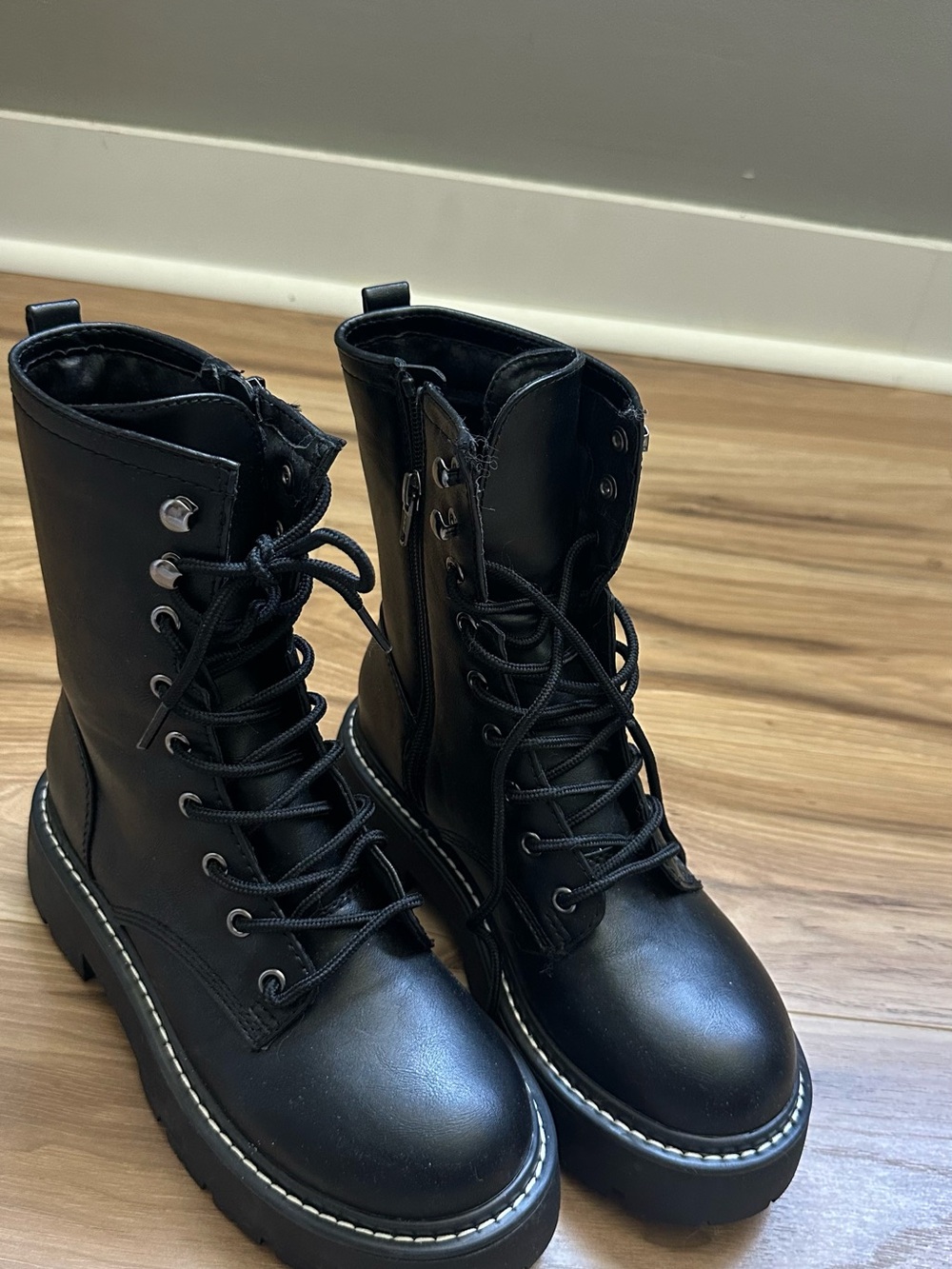 Wild Fable Goth Combat Boots Black Chunky Platform Lug Sole Womens Size 6.5